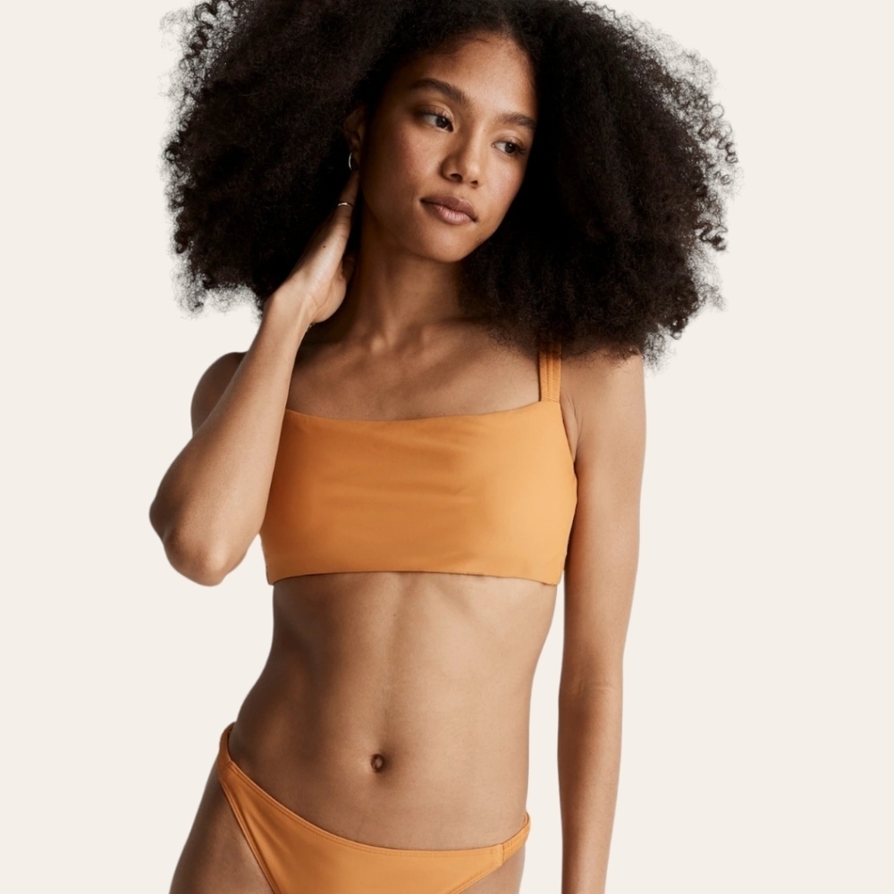 Madewell Scrunchy Strap Square Neck Bikini Top Sz‎ L NWT Ochre Fresco